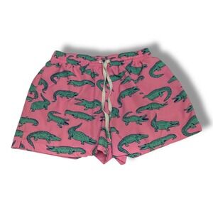 Chubbies Mens Pink Alligator Print Swim Trunks Mesh Lined 4" Inseam M Glades